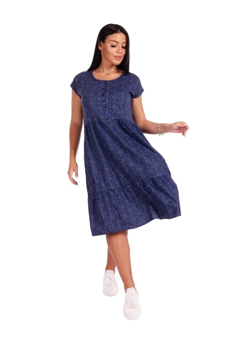 Платье с пуговицами и сборкой - Шанталь clover - синий