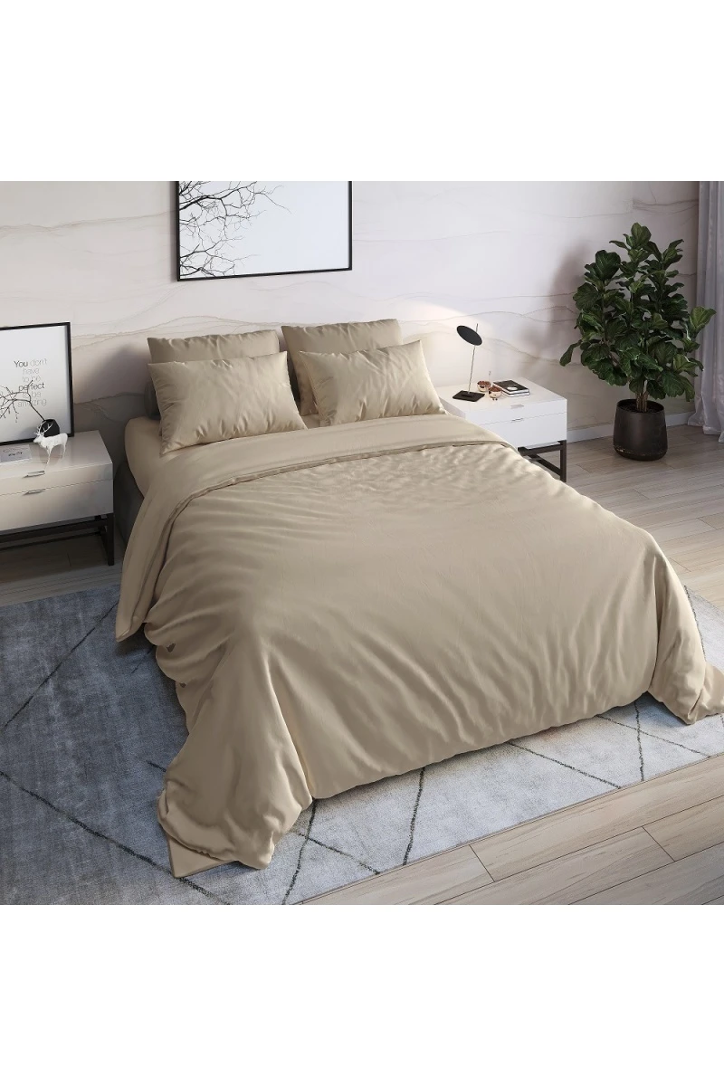 Простыня на резинке "ГОС" твил-сатин "С-Кофе" арт. 31009 (220 см)