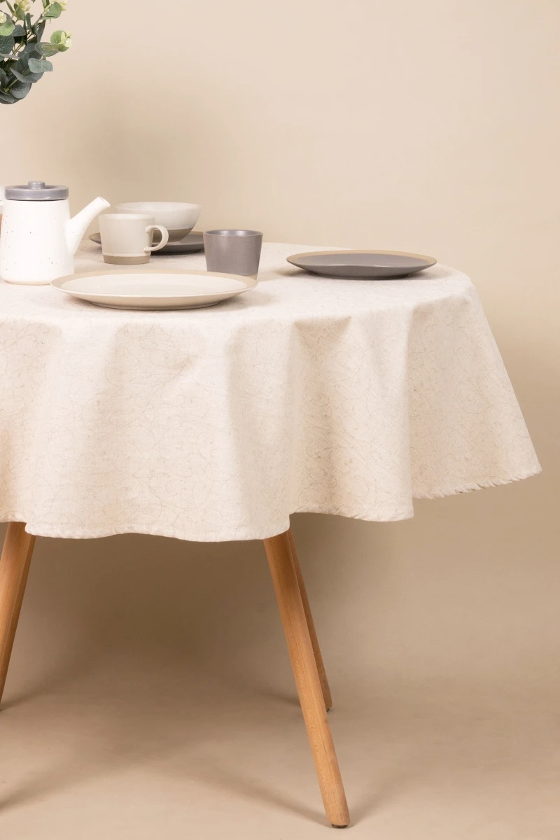 Скатерть круглая полулен жаккард "ГП" Поэма (145х145 см)