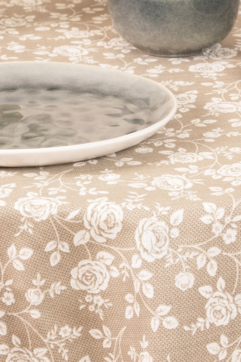 Скатерть круглая рогожка "ТЛ" Рози (песочный) (145х145 см)