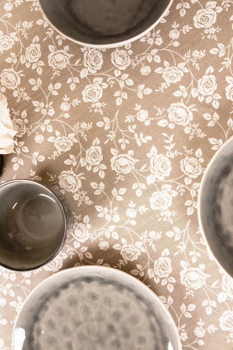 Скатерть круглая рогожка "ТЛ" Рози (песочный) (145х145 см)