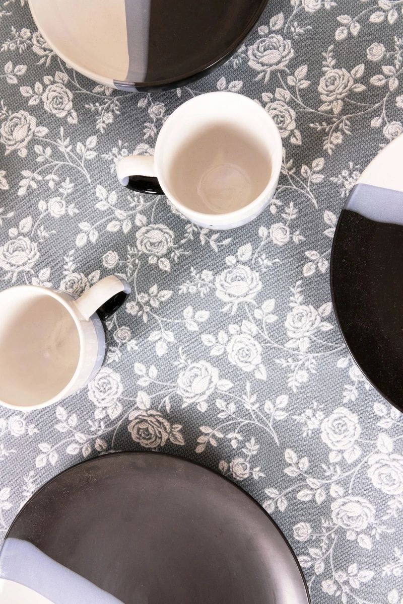 Скатерть круглая рогожка "ТЛ" Рози (серый) (145х145 см)