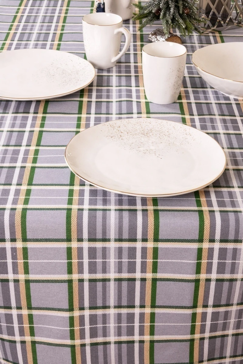 Скатерть рогожка "ТТ" Рождественский щелкунчик (голубой)