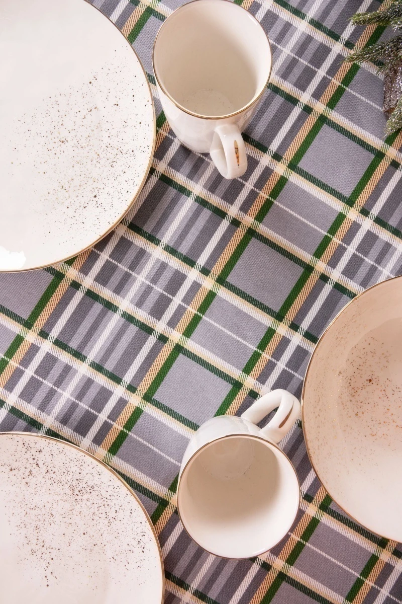 Скатерть рогожка "ТТ" Рождественский щелкунчик (голубой)