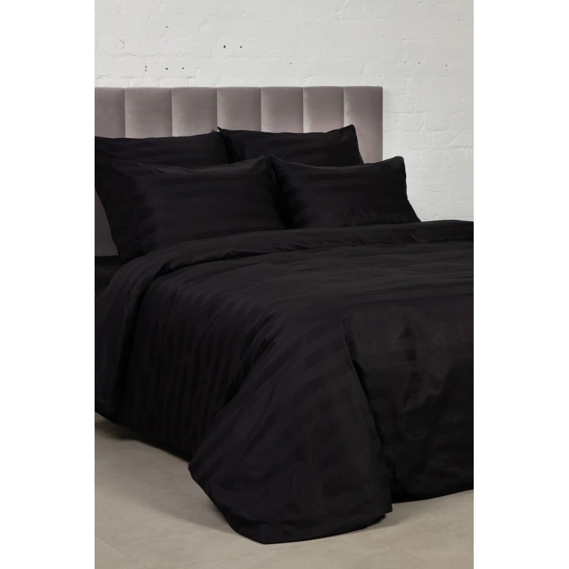 КПБ страйп-сатин ГОСТ 140г/м "Черный" р. Евро-Мини (полоса 3х3 см) (240 см)