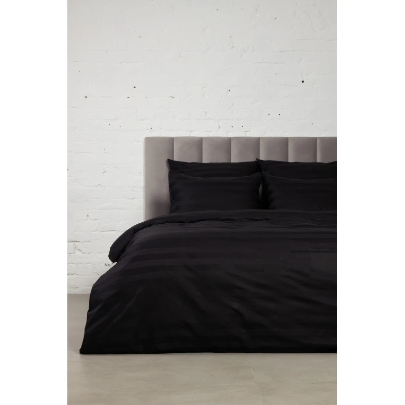 КПБ страйп-сатин ГОСТ 140г/м "Черный" р. Евро-Мини (полоса 3х3 см) (240 см)