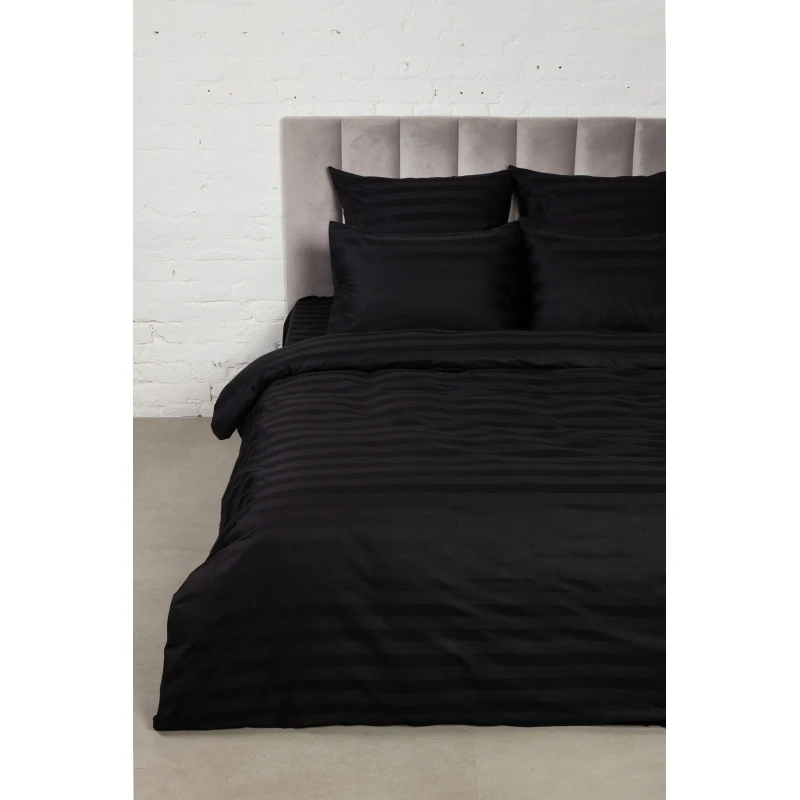 КПБ страйп-сатин ГОСТ 140г/м "Черный" р. Евро-Мини (полоса 3х3 см) (240 см)