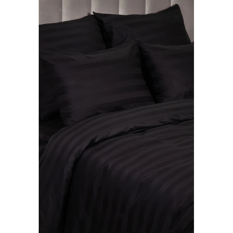 КПБ страйп-сатин ГОСТ 140г/м "Черный" р. Евро-Мини (полоса 3х3 см) (240 см)