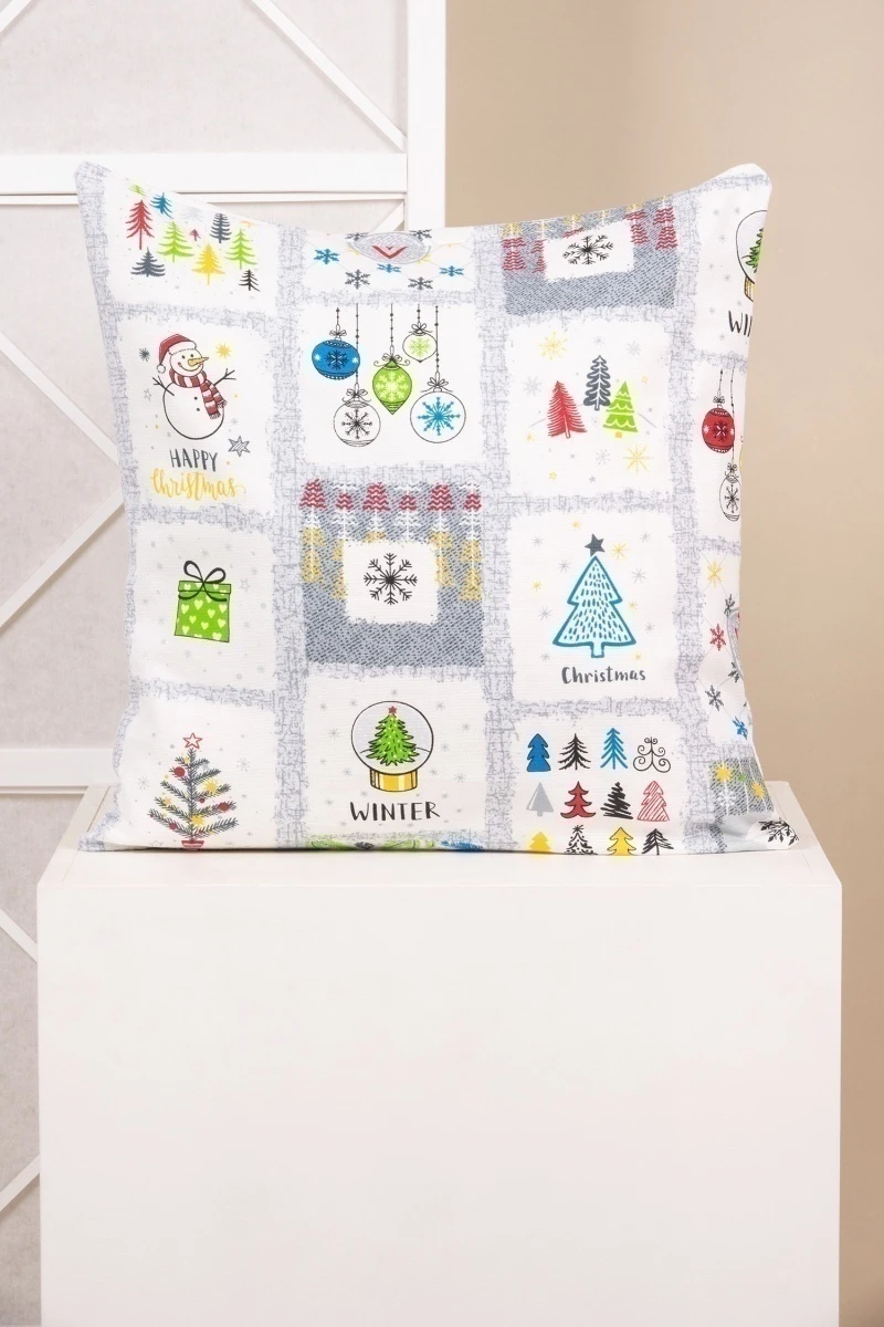 Декоративная наволочка на молнии из рогожки "Диз" Маленькая елочка