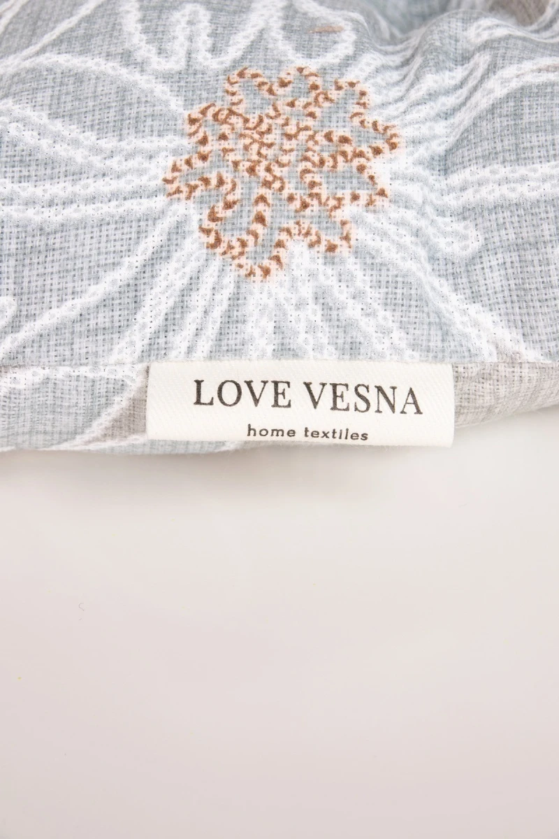 Подушка на стул из рогожки "Диз" Ромашки (серый) (М-9)