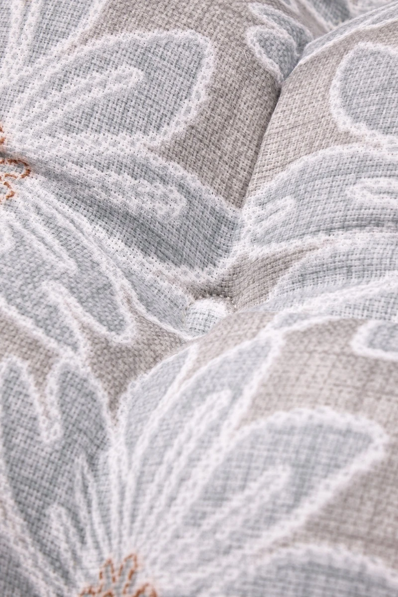 Подушка на стул из рогожки "Диз" Ромашки (серый) (М-9)