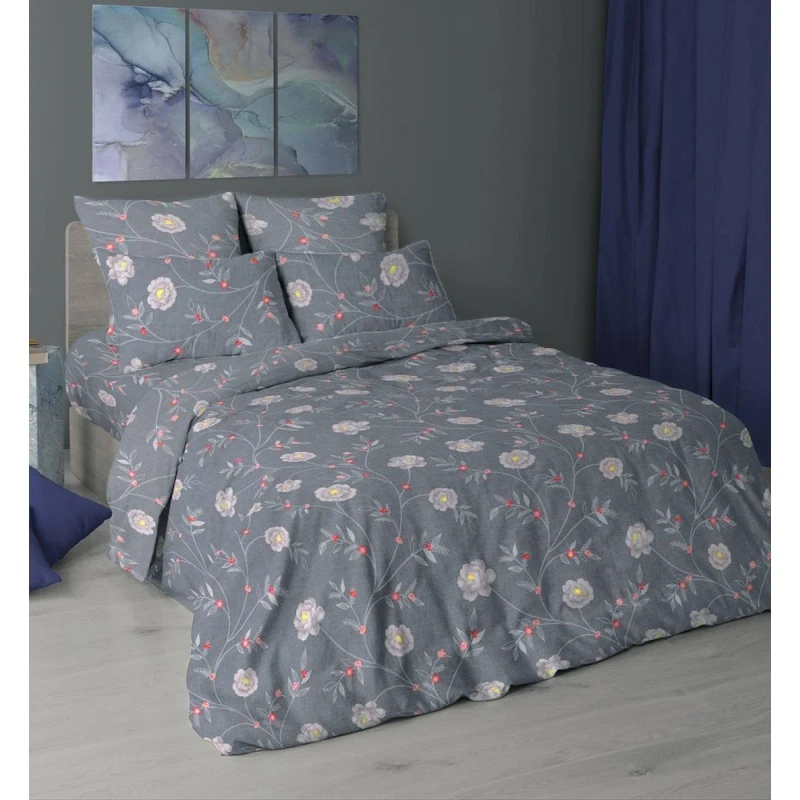 КПБ на пуговицах бязь Премиум ГОСТ "ХБК" 140г/м "ХБК-Жозефина" серый р. 1.5 сп. арт. 7123-2