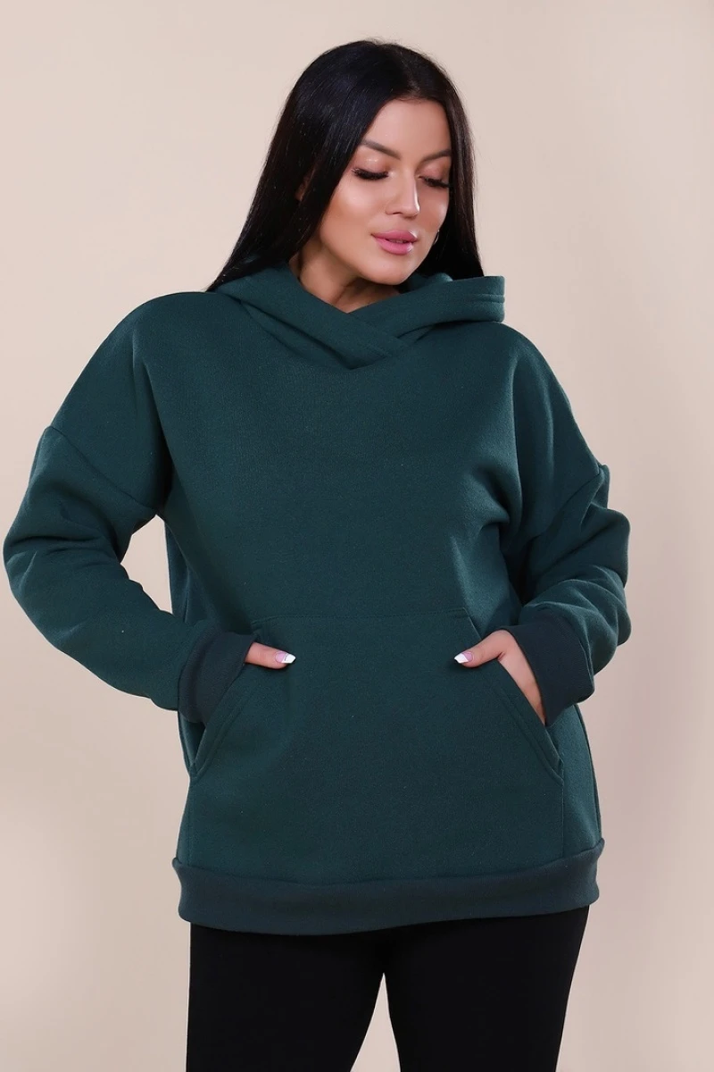 Худи-oversize с начесом - HeiZe - 449 - изумруд