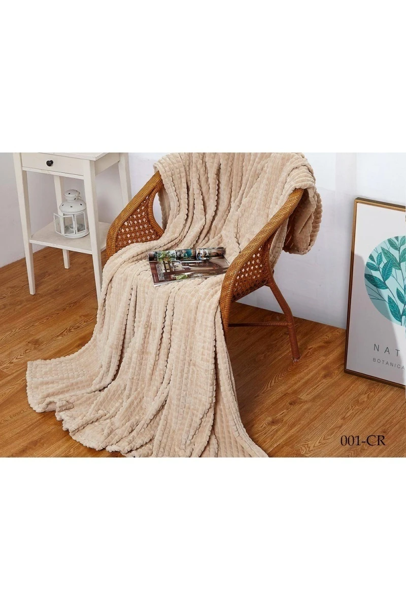 Покрывало плюш велюр 001-CRE Бежевый (270 г)