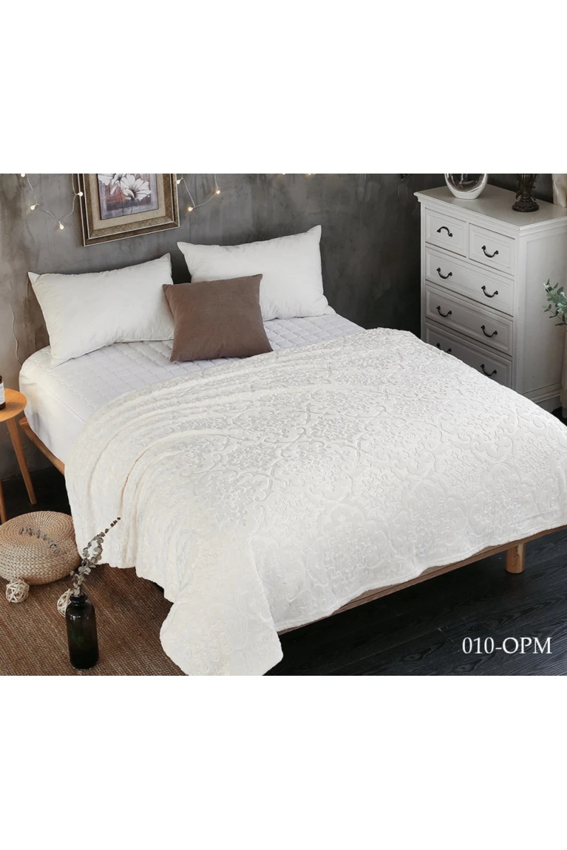 Покрывало плюш велюр 010-OPML перламутр (шир. 225)