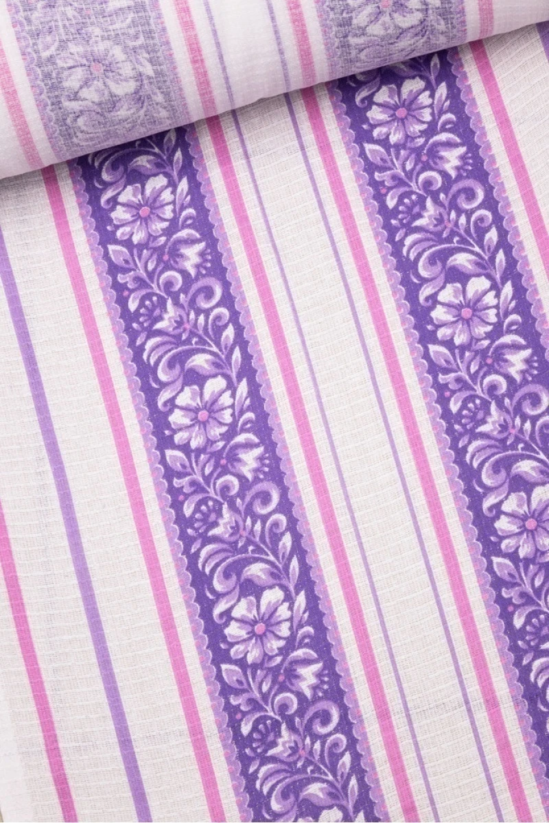 Вафельное полотно "ТЛ" 120г/м2, 40см "Цветочный орнамент" фиолетовый рис. 6245 вид 1