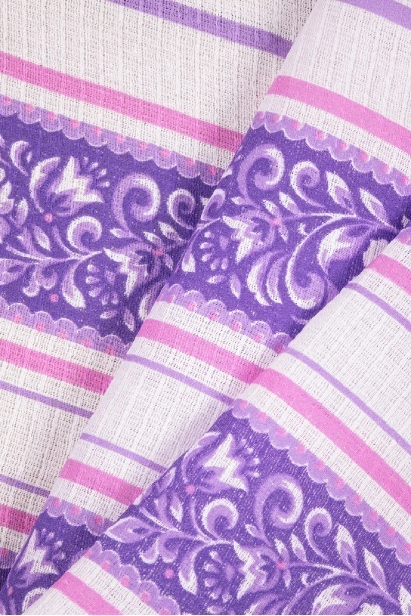 Вафельное полотно "ТЛ" 120г/м2, 40см "Цветочный орнамент" фиолетовый рис. 6245 вид 1