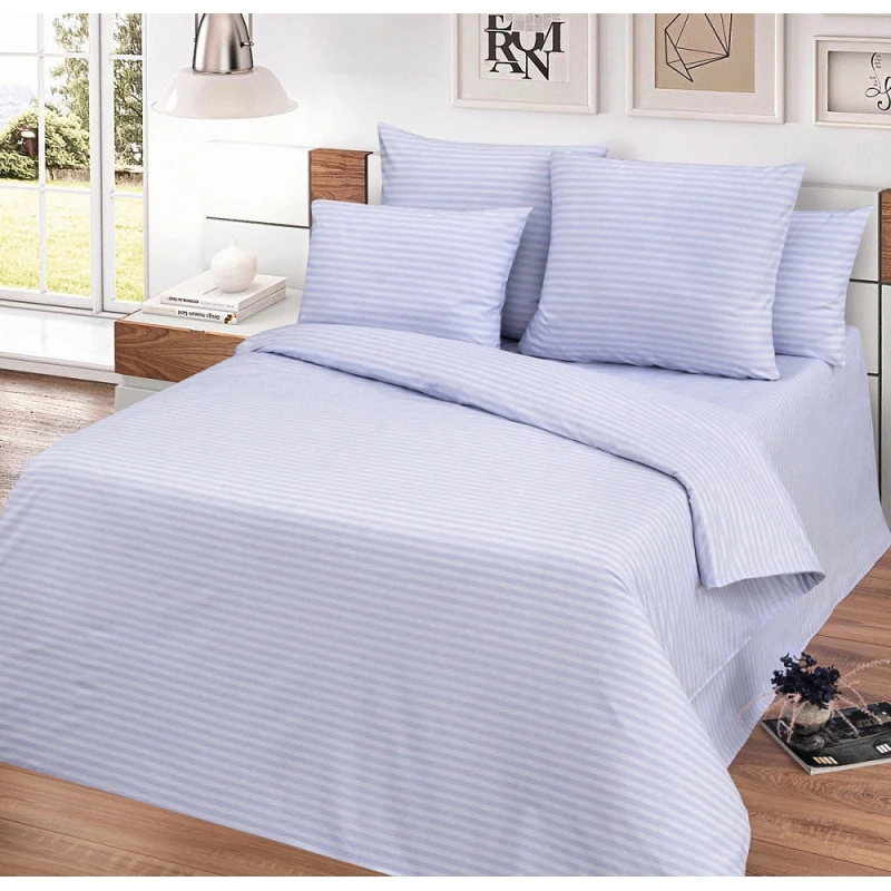 КПБ на пуговицах "МИЛАН" страйп-поплин "Полоса-Светлая Лаванда" р. Евро-Мини арт. 12245-4 (полоса 1х1)