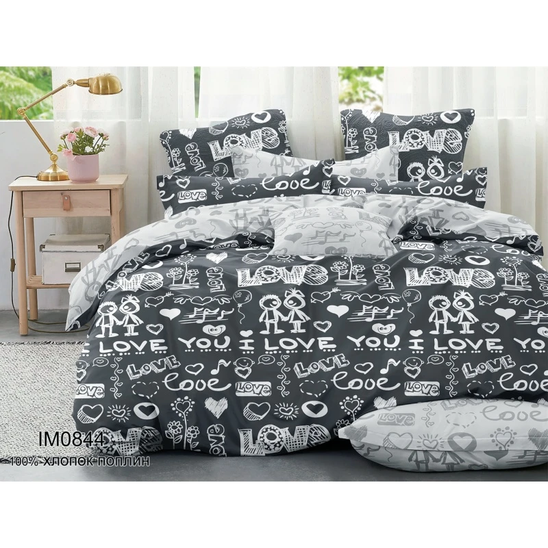 КПБ на пуговицах "Иматекс" поплин "Первая любовь" ком. р. Евро арт. IMO 844