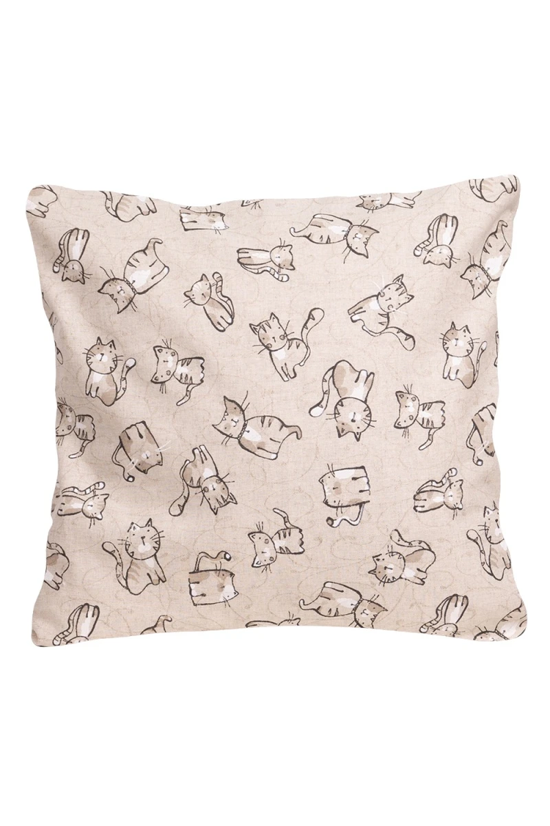 Декоративная наволочка на молнии полулен "ГП" Китти (чёрный)