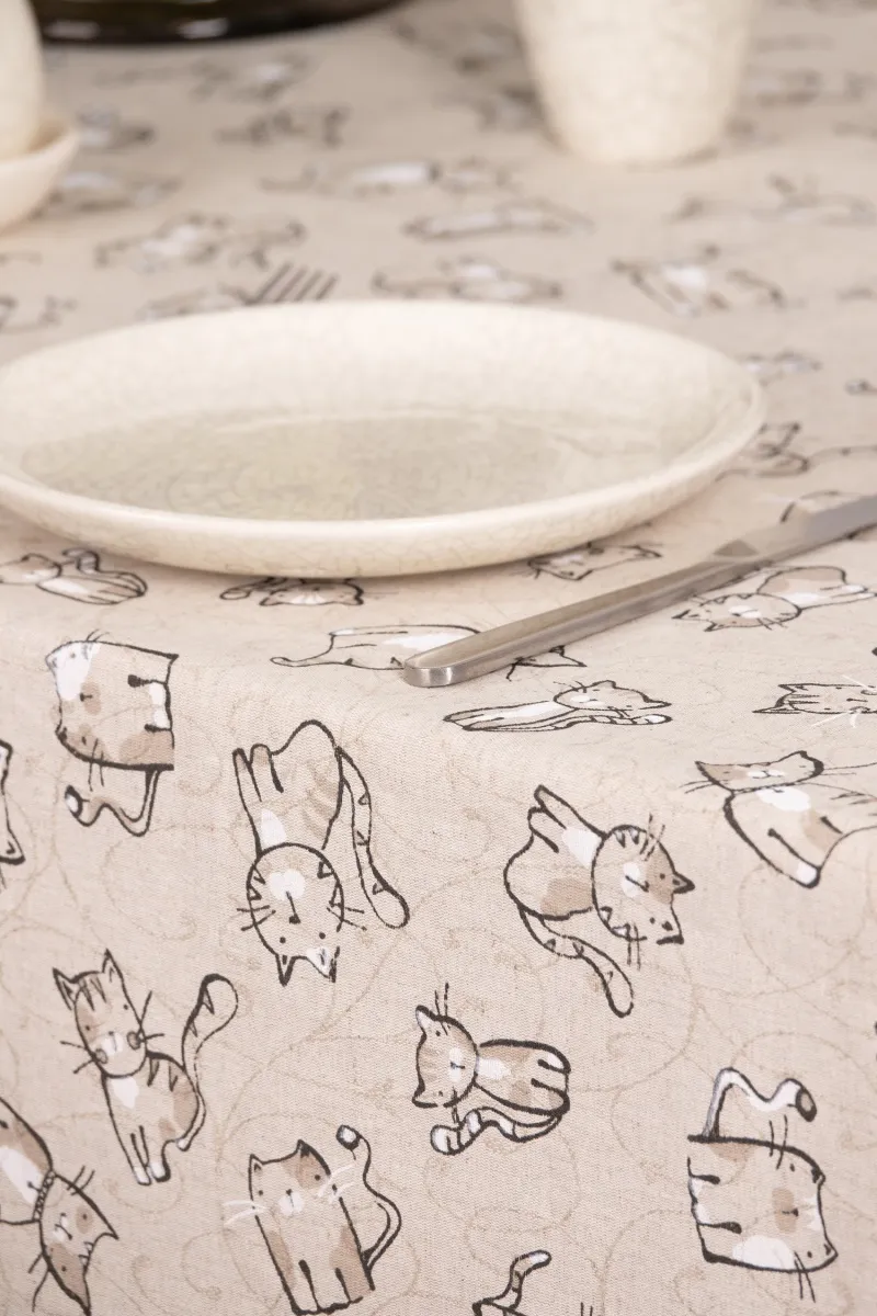 Скатерть полулен "ГП" Китти (чёрный)