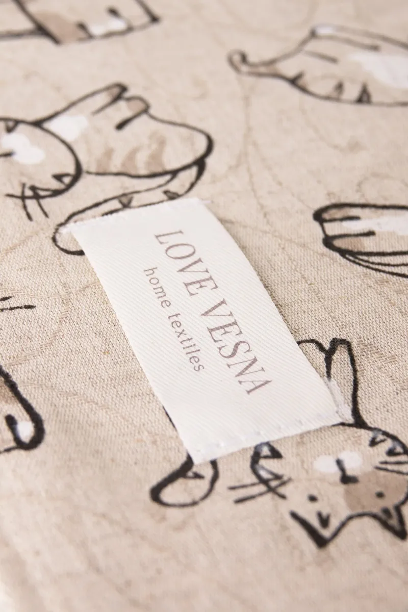 Скатерть полулен "ГП" Китти (чёрный)