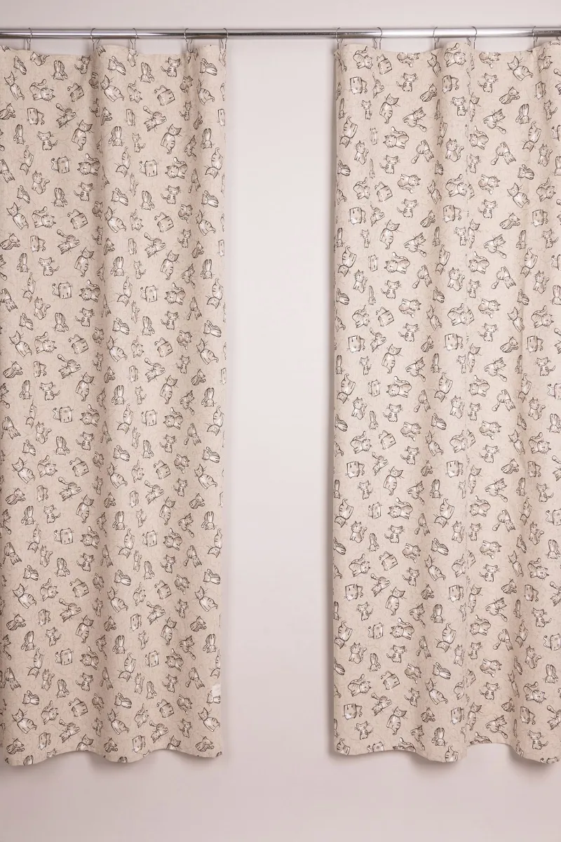 Комплект штор из полульна "ГП" Китти (чёрный)