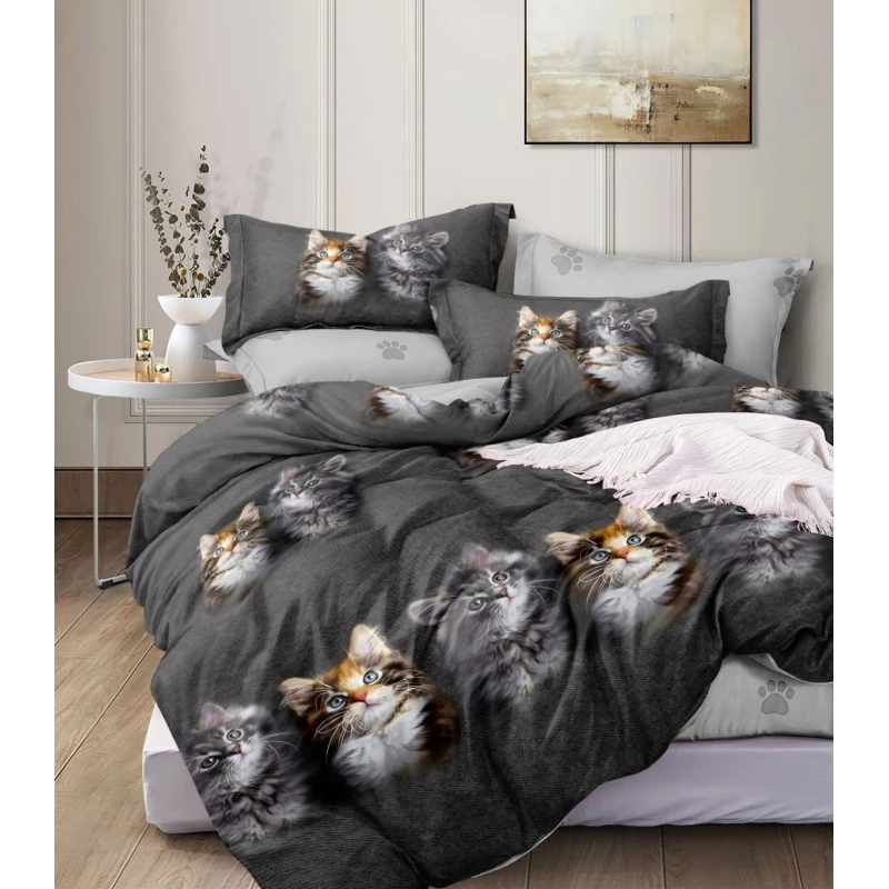 КПБ "V" поплин "Благородные кисы" ком. р. Евро-Мини арт. VP14-0189