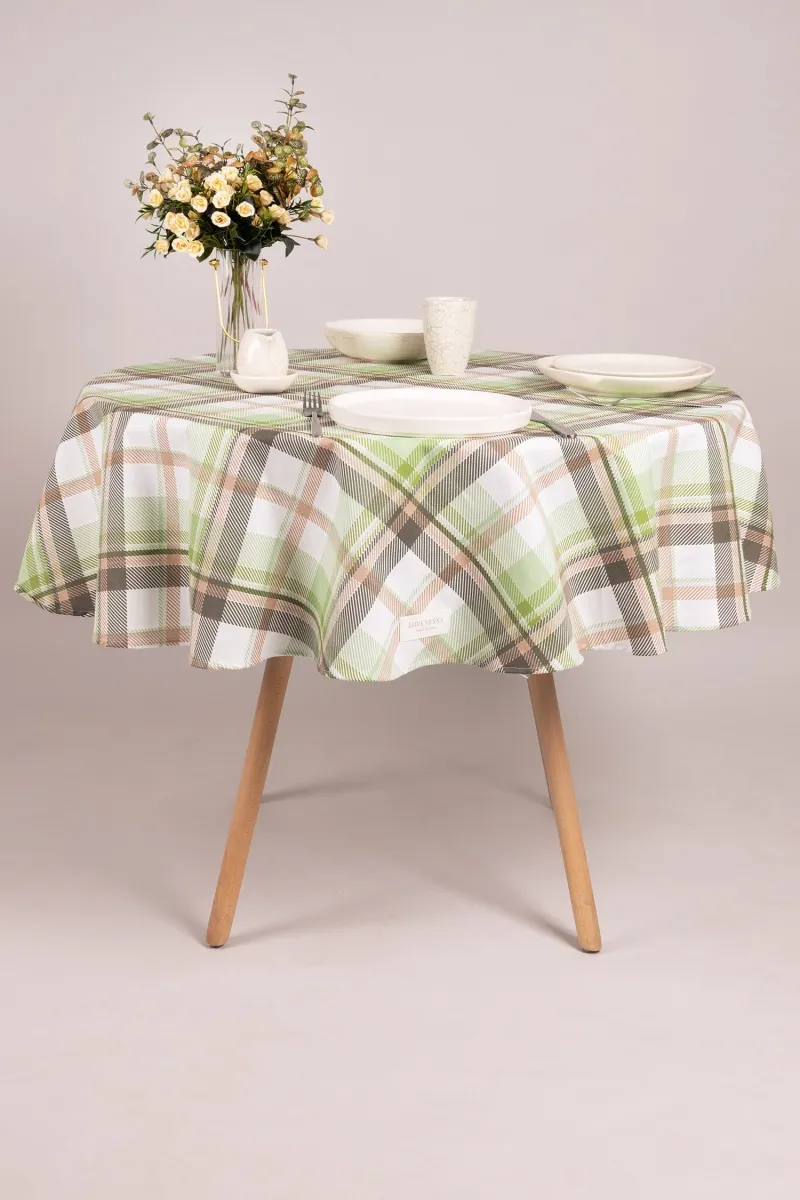 Скатерть круглая рогожка "ТЛ" Ботаника (крупная клетка) (145х145 см)