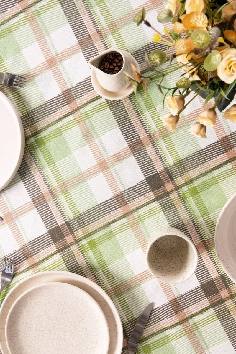 Скатерть круглая рогожка "ТЛ" Ботаника (крупная клетка) (145х145 см)