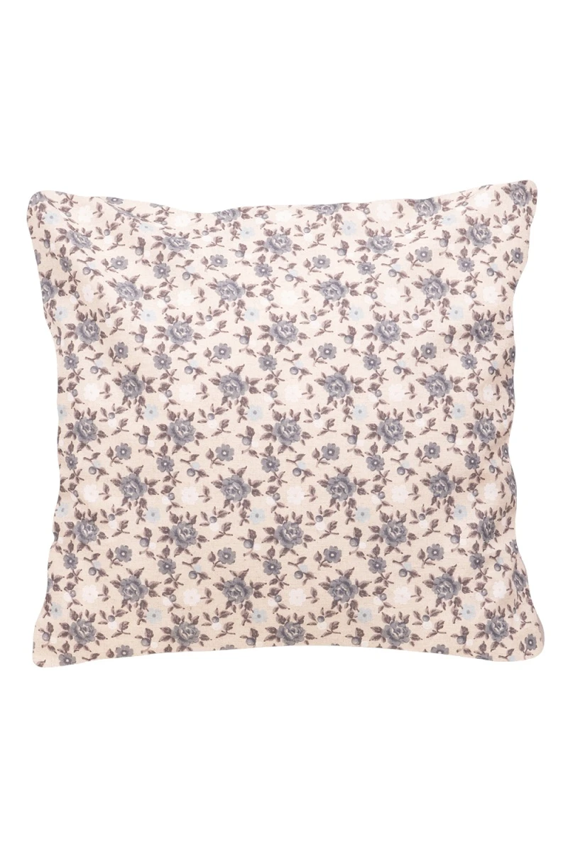 Декоративная наволочка на молнии полулен "ГОС" Букетики маков (серый)