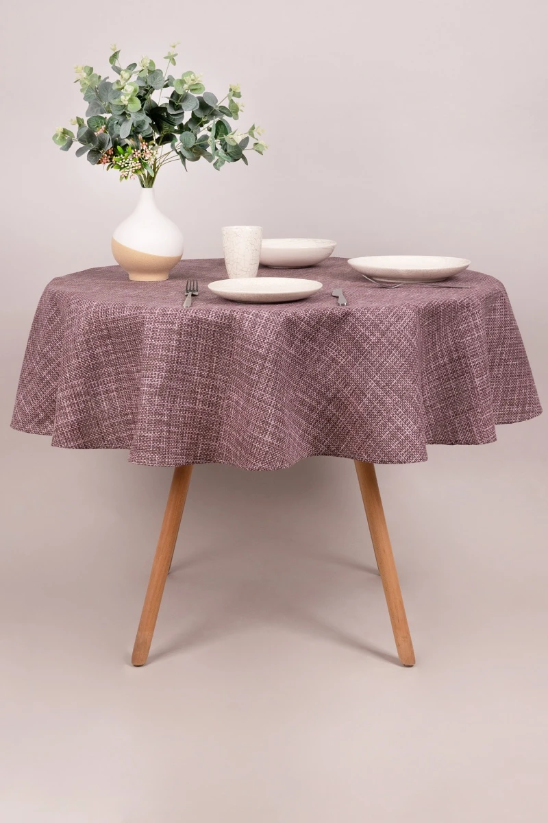 Скатерть круглая рогожка "ХБК" Холщовая (каштан) (145х145)