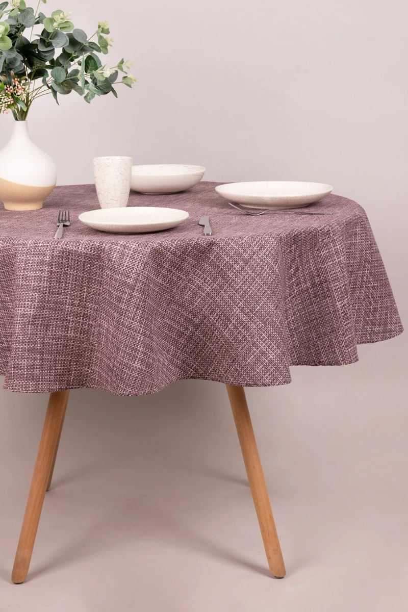 Скатерть круглая рогожка "ХБК" Холщовая (каштан) (145х145)