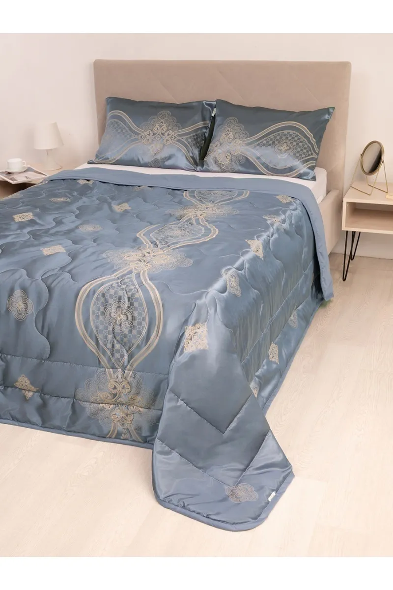 Покрывало сатин-жаккард "Империя" морская волна