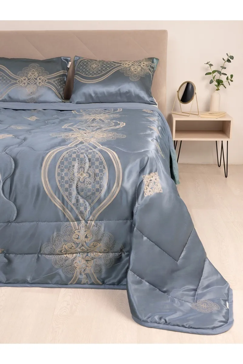 Покрывало сатин-жаккард "Империя" морская волна