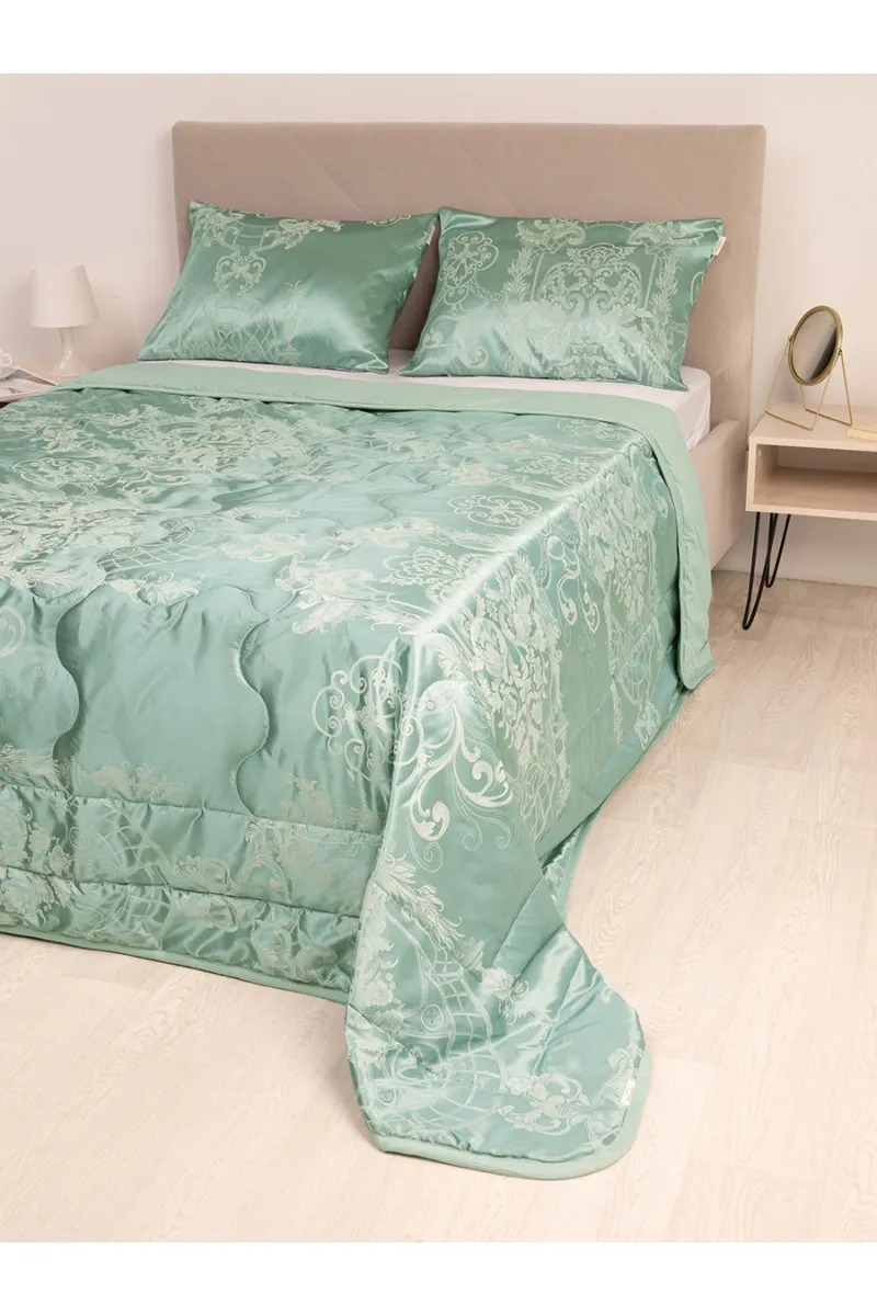 Покрывало сатин-жаккард "Империя" бирюза