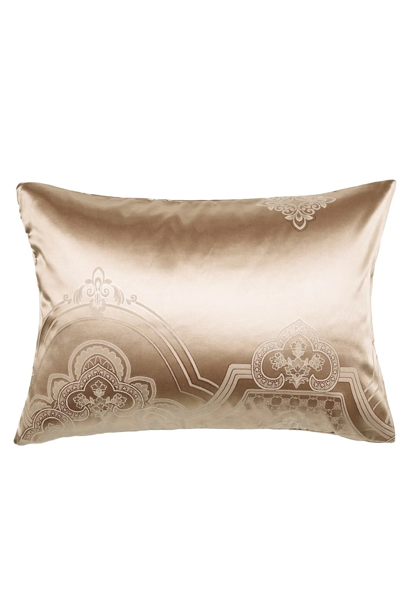 Декоративная наволочка сатин-жаккард "Империя" песочный (на молнии)