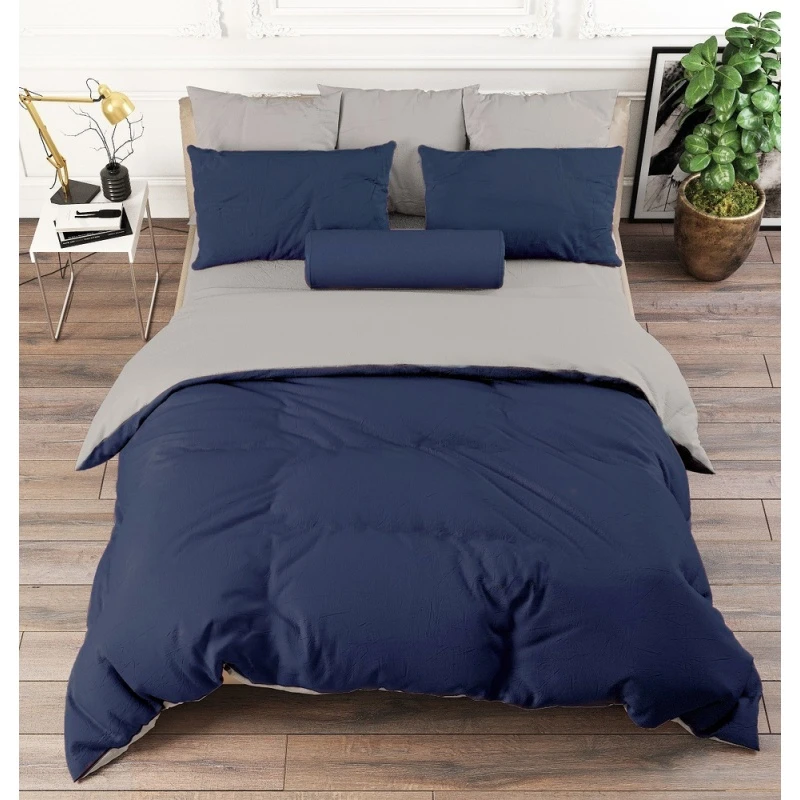 КПБ "ГОС" поплин "Индиго+Серый" ком. р. 1.5 сп. арт. 39005 + 39002