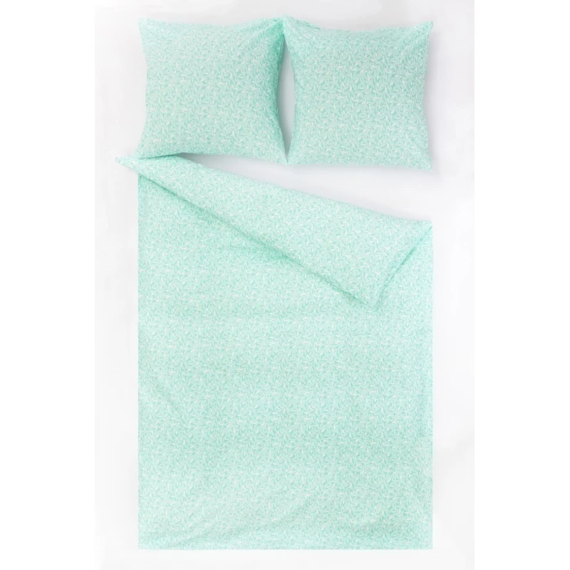 1 + 2 Пододеяльник и 2 наволочки поплин "Мелкие листочки" ментол, 70х70 см (71057-4, "ТЛ")