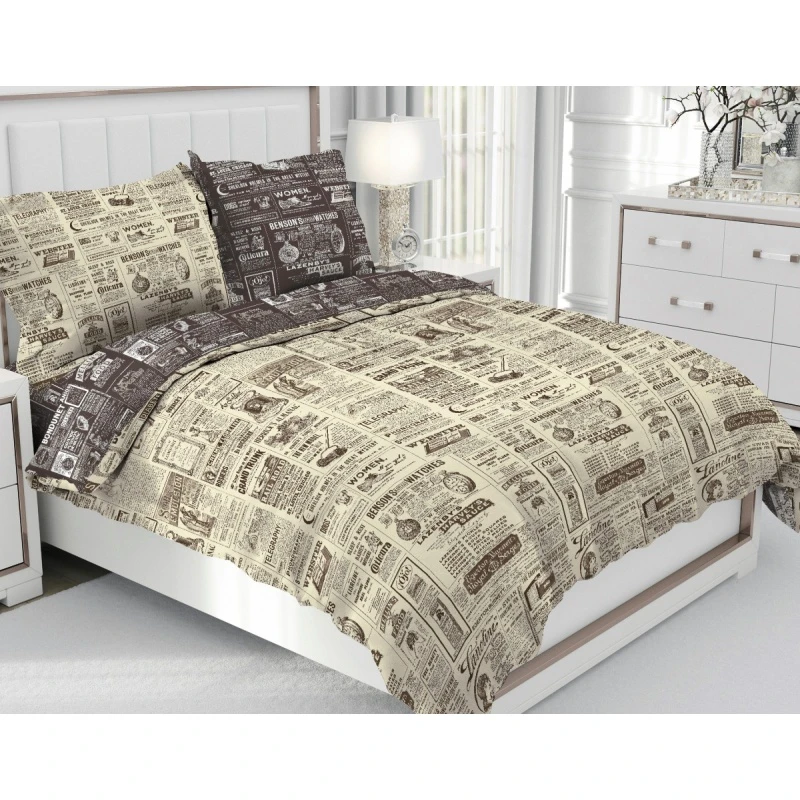 КПБ на пуговицах "ТЛ" бязь "Газета" комп. р. 2.0 сп. Евро арт. 9906-1 + 9907-2