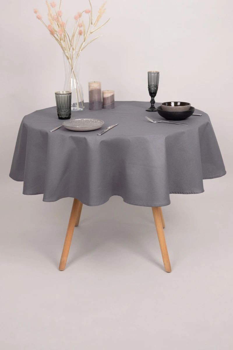 Скатерть круглая рогожка "ТТ" Антрацит (145х145)