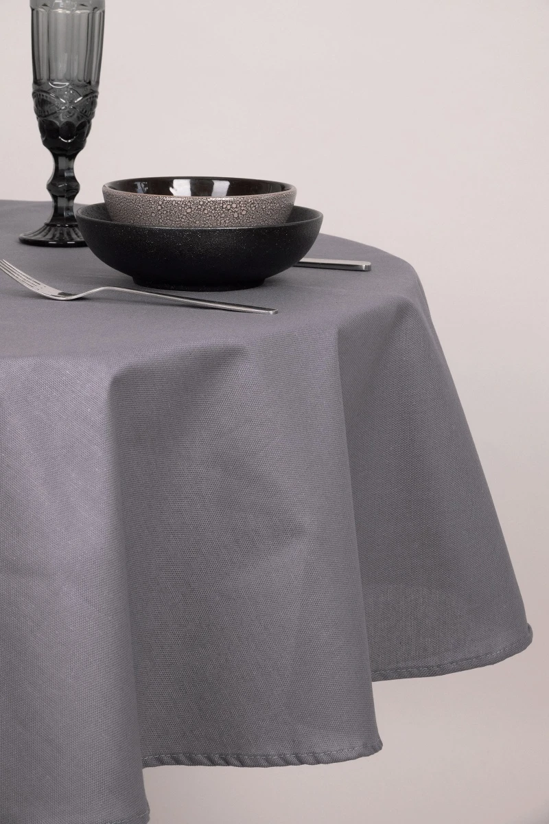 Скатерть круглая рогожка "ТТ" Антрацит (145х145)