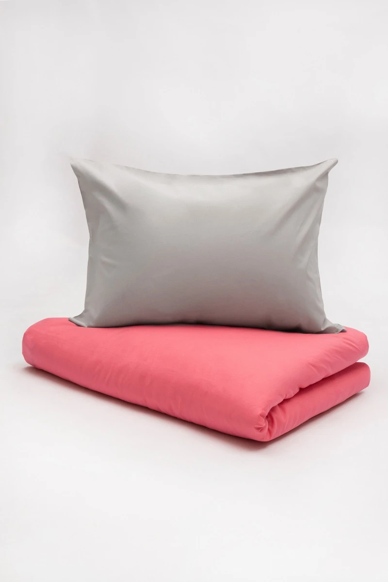 1 + 1 Пододеяльник и наволочка поплин "Коралл+Гамма-Серый соло" ком, 50х70 см (16-1632, "Фит")