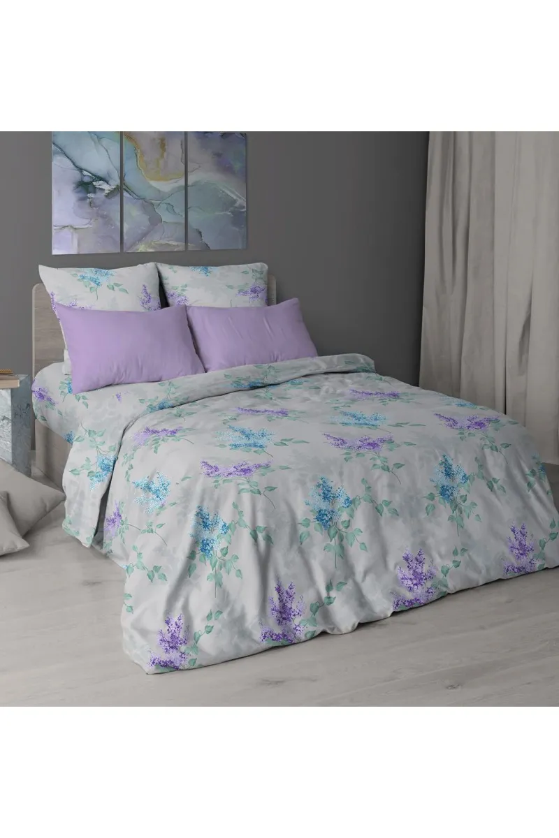 Простыня на резинке перкаль "ХБК" "ХБК-Сирень" арт. 7170-1 + 35002 (навол. сирень) тип 1