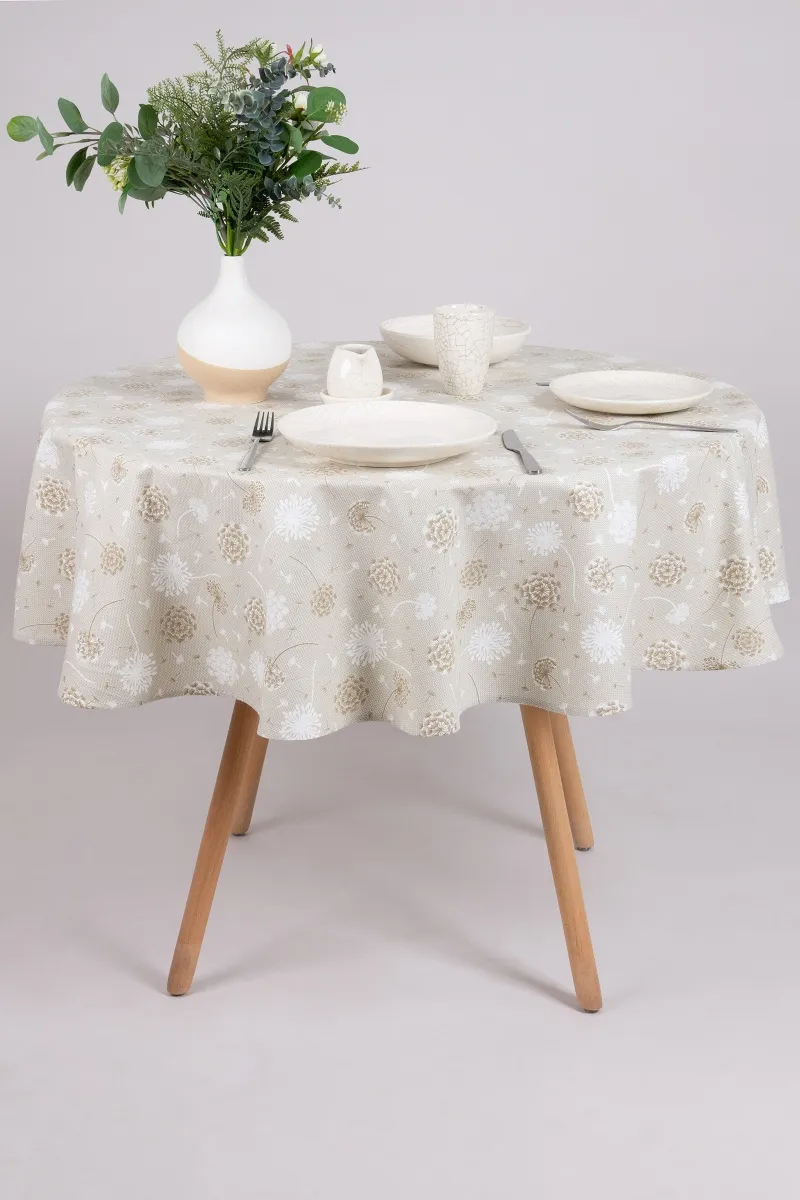 Скатерть круглая рогожка "ТЛ" Одуванчики на фактуре (145х145 см)