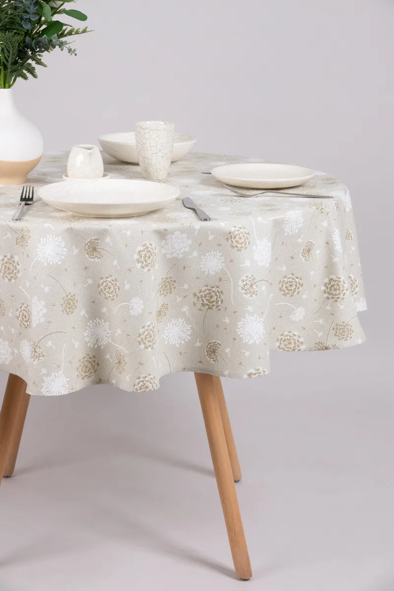 Скатерть круглая рогожка "ТЛ" Одуванчики на фактуре (145х145 см)