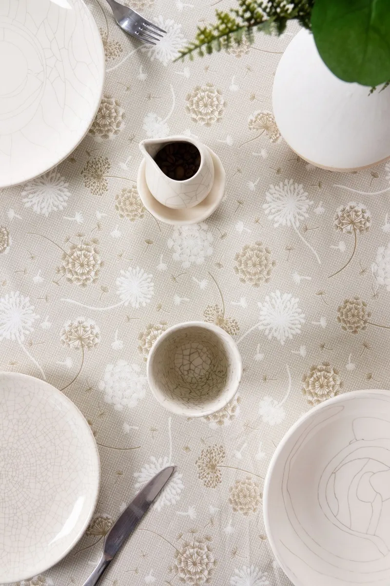 Скатерть круглая рогожка "ТЛ" Одуванчики на фактуре (145х145 см)