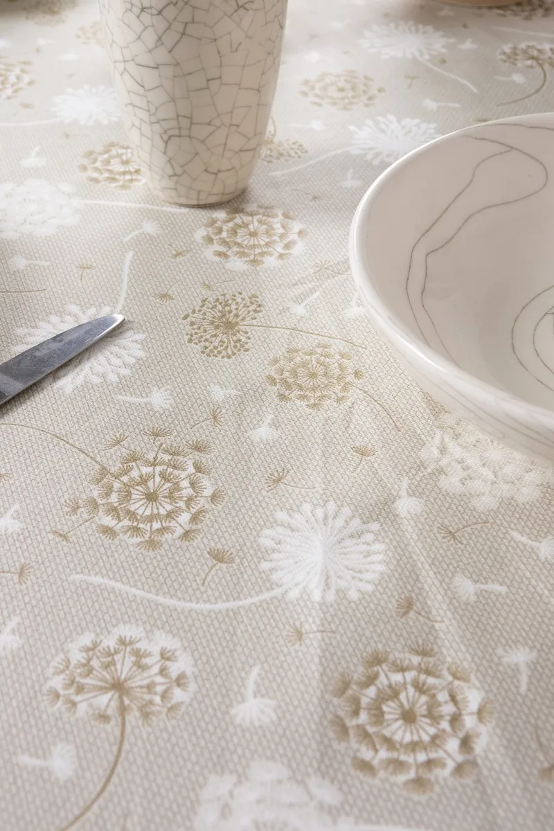 Скатерть круглая рогожка "ТЛ" Одуванчики на фактуре (145х145 см)