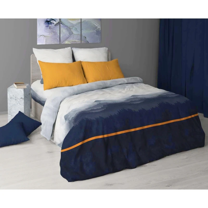 КПБ 4 "ХБК" перкаль "Безмятежная ночь" комп. р. Евро 2 арт. 7222-1 (навол. горчица)