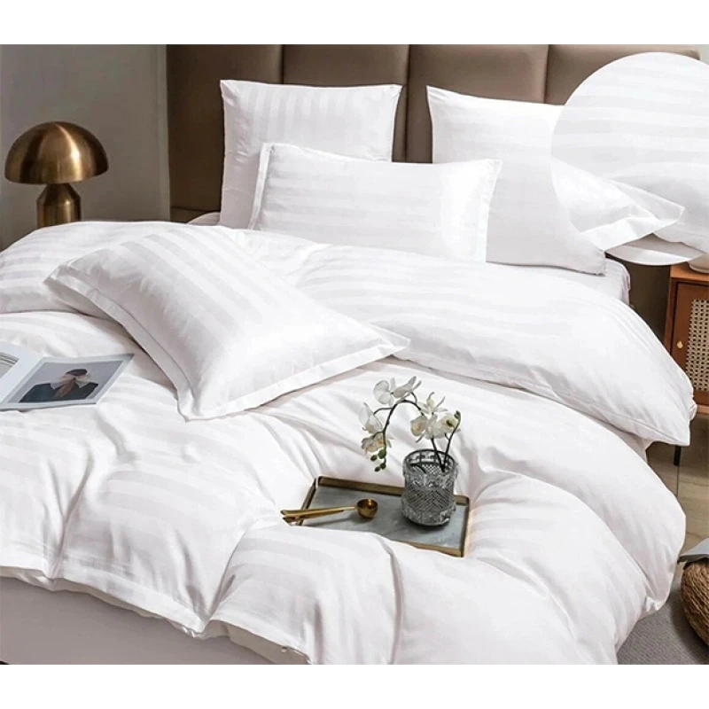 КПБ страйп-сатин "ЕА-3х3 см" 130г/м "ЕА-Отбеленный" р. Евро-Макс арт. 1086 (240 см)